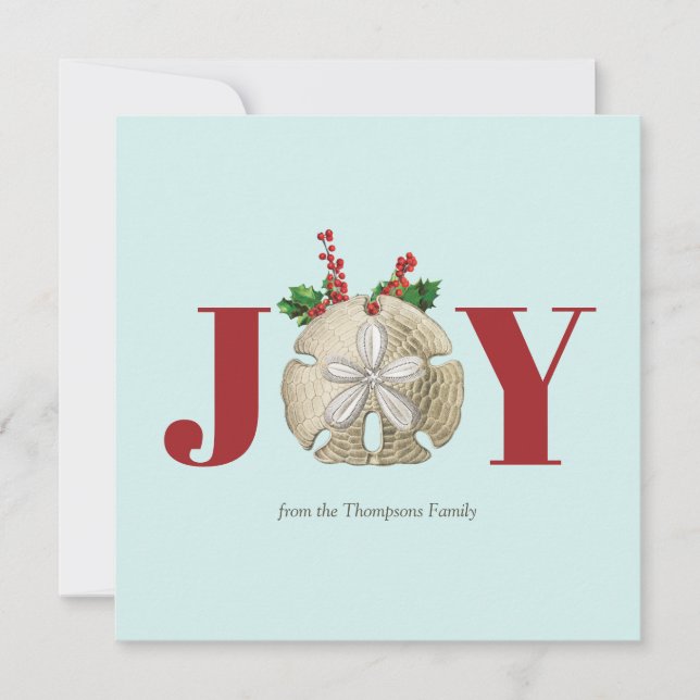 Joy jul Sand Dollar Holly Berries Kustal Julkort (Framsida)