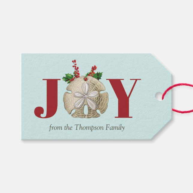 Joy jul Sand Dollar Holly Berries Kustal Presentetikett (Framsidan (Horisontell))