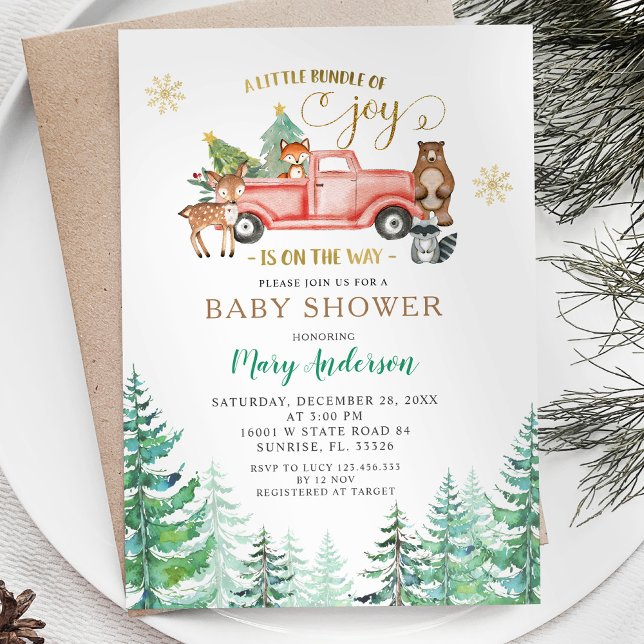 Joy Jul Träd Baby Shower är på väg Inbjudningar (Skapare uppladdad)