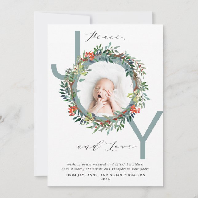 JOY Jul WANAN Blue Baby Photo Julkort (Framsida)