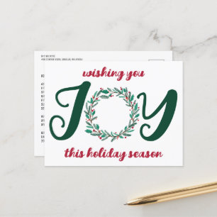 JOY Jul Wandeand Hand Drawn Simple Helg Vykort
