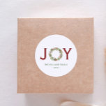 Joy jul WandeFamily Namn Runt Klistermärke<br><div class="desc">Vackra gröna andetag "Joy"-personligens namnmärken.</div>