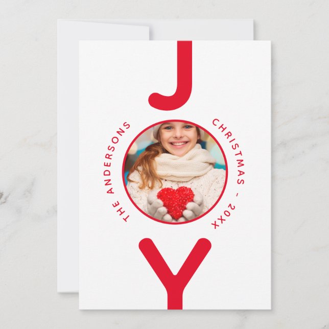 Joy Julfotovit rött enkelt kort (Framsida)