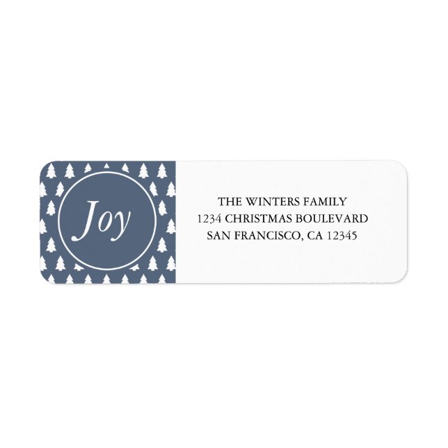Joy Julgran Mönster Blue Returadress Returadress Etikett (Framsidan)