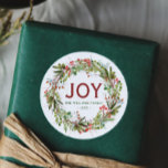 Joy - Julkrandefamiljen Namn Runt Klistermärke<br><div class="desc">Vackra Watercolor grey wandey "Joy" personlig - etiketter</div>