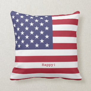 Joy!Kärlek! Fred! Amerikanska USA flagga och Fire Kudde