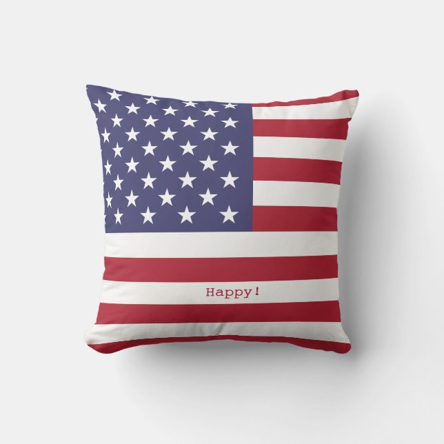 Joy!Kärlek! Fred! Amerikanska USA flagga och Firew Kudde (Framsida)