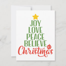 Joy, Kärlek, Fred, tro, Julgran-kaffe M Julkort