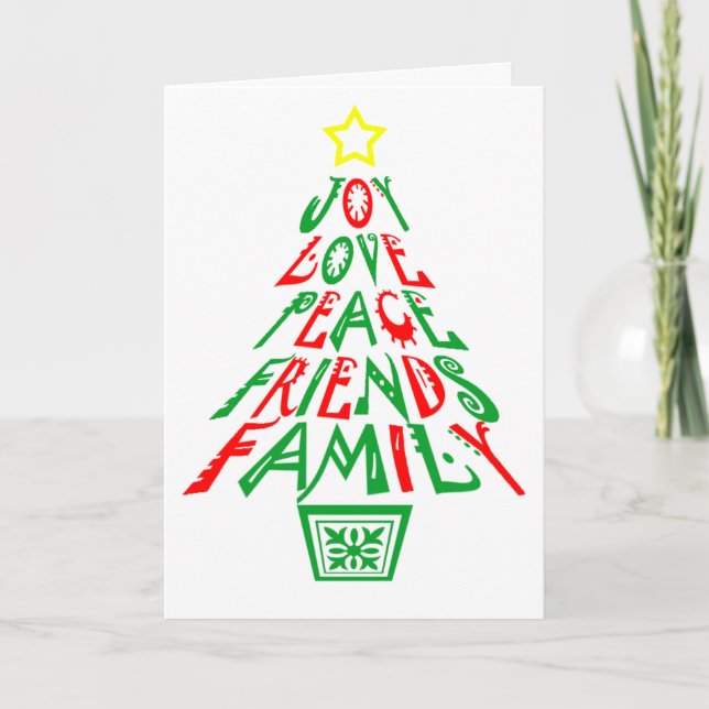 Joy Kärlek fredsälsöarna Familjjul Helgdag Helgkort (Framsida)