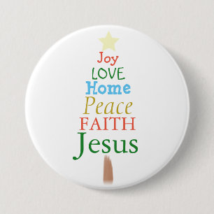 Joy, Kärlek, Jesus, Julgran-knapp Knapp