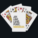 Joy Kärlek Latkes Peace Hanukkah Funny Jewish Casinokort<br><div class="desc">roligt, jewant, latke, gift, födelsedag, chanukah, jude, helgdag, menorah</div>