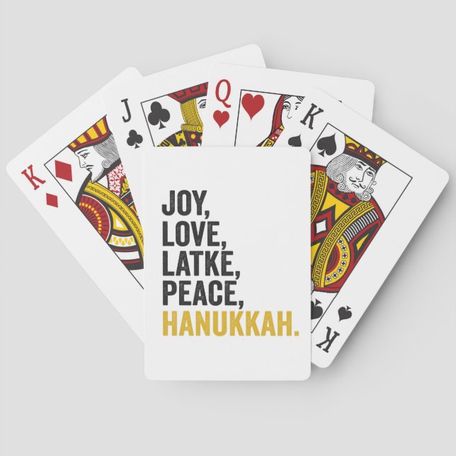 Joy Kärlek Latkes Peace Hanukkah Funny Jewish Casinokort (Baksidan)