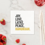 Joy Kärlek Latkes Peace Hanukkah Funny Jewish Pappersservett<br><div class="desc">roligt, jewant, latke, gift, födelsedag, chanukah, jude, helgdag, menorah</div>