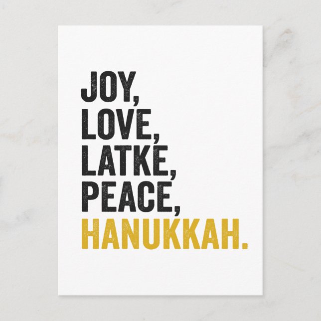 Joy Kärlek Latkes Peace Hanukkah Funny Jewish Vykort (Framsida)