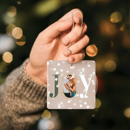 Joy Kärlek Modern Type Geometric Family Photo Rosa Julgransprydnad Keramik