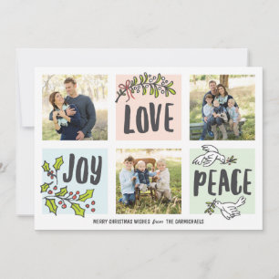 Joy Kärlek och Peace Three Photo Helgdag Card Julkort