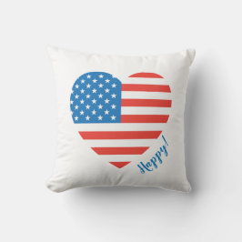 Joy Kärlek Peace American USA flagga Heart Firewor Kudde