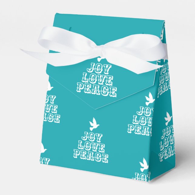 Joy kärlek peace aqua white julgran favbox presentaskar (Framsidan Sidan)