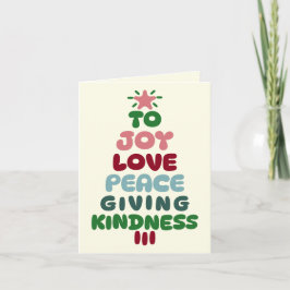 Joy Kärlek Peace Ge & Kindness Träd Small Foldad Helgkort
