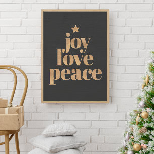 Joy Kärlek Peace   Guld Elegant - minimalistisk ju Poster