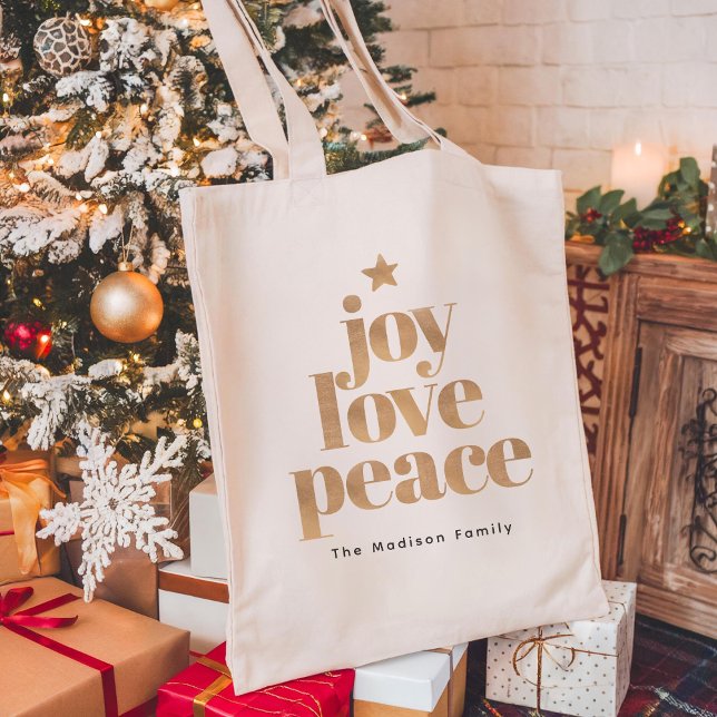 Joy Kärlek Peace | Guld Elegant - minimalistisk ju Tygkasse (Skapare uppladdad)