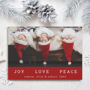 JOY KÄRLEK PEACE Jul Funny Photo Red Julkort