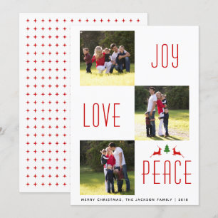Joy Kärlek Peace Red, vitt julkort Inbjudningar