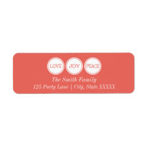 Joy Kärlek Peace | Returadressetikett