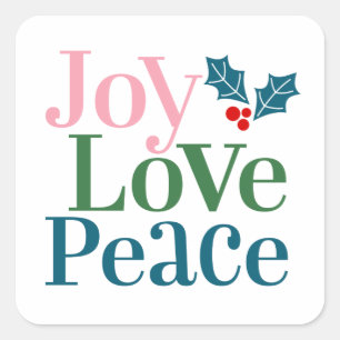 Joy Kärlek Peace Sticker Fyrkantigt Klistermärke
