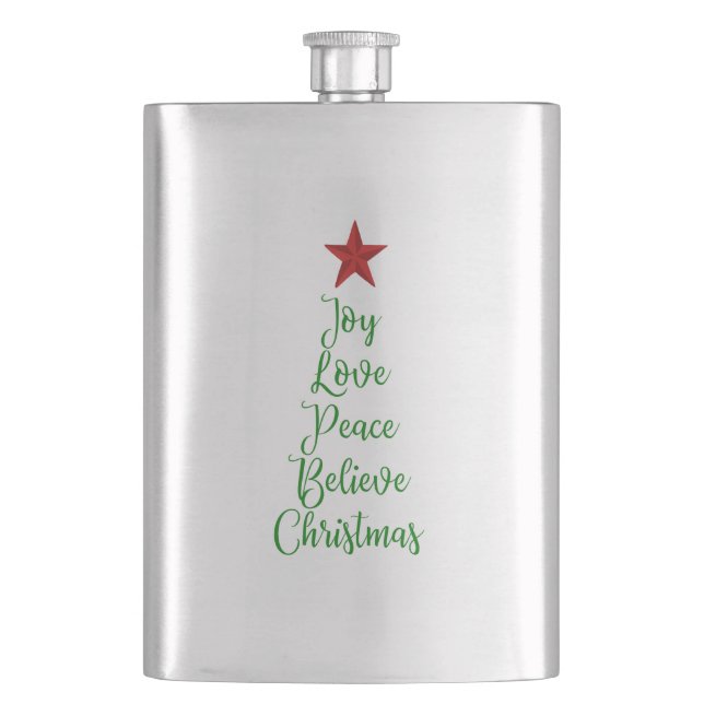 Joy Kärlek Peace Tro Julgran med Röda med Röda Fickplunta (Framsidan)