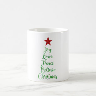 Joy Kärlek Peace Tro Julgran med Röda med Röda Kaffemugg