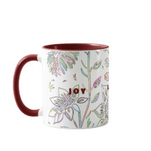 Joy Kärlek Peace Two Toned Maroon Mugg