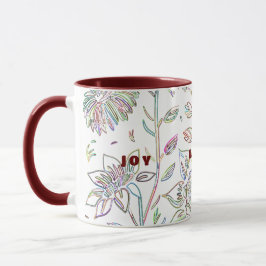 Joy Kärlek Peace Two Toned Maroon Mugg