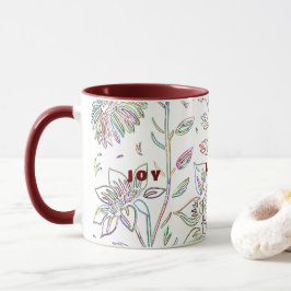 Joy Kärlek Peace Two Toned Maroon Mugg