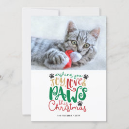 Joy Kärlek Tass Pet Cat julfoto Julkort