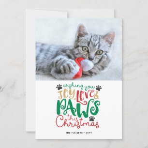 Joy Kärlek Tass Pet Cat julfoto Julkort