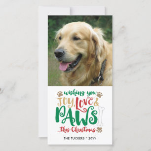 Joy Kärlek Tassar Hund julfoto Julkort