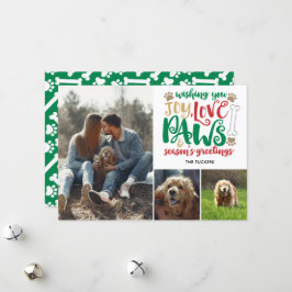 Joy Kärlek Tassar Season Greetings Grönt Hund 3-Ph Julkort