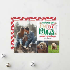 Joy Kärlek Tassar Season Greetings Red Hund 3-Phot Julkort