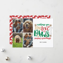 Joy Kärlek Tassar Season's Hälsning Hund Red 4-Pho Julkort