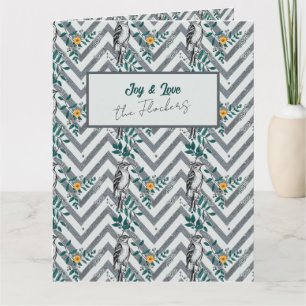 Joy & Kärlek - Zigzag Bird & Flower Mönster Kort