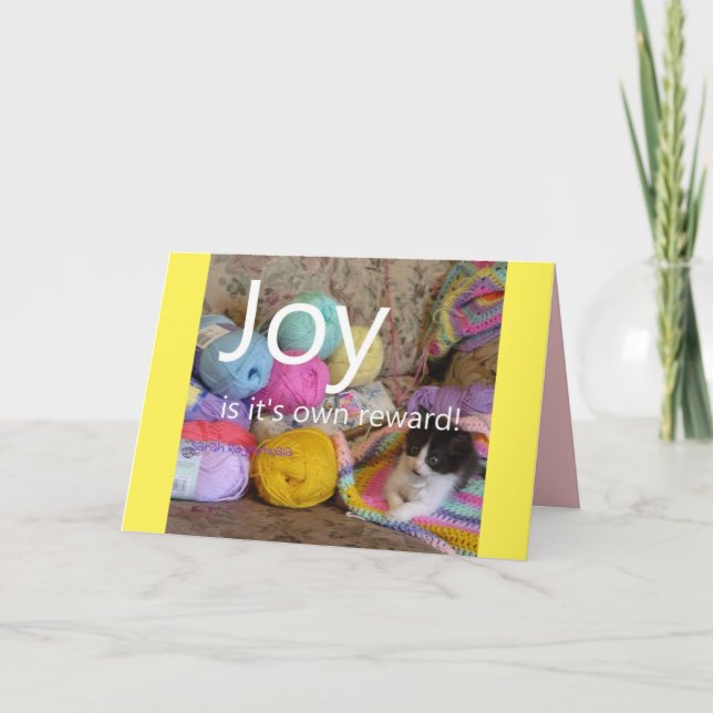 Joy Kitten Cat Knitting wool Crafts-offertkort Kort (Framsida)