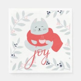 Joy. Klädkatt/vinterdjur, helgdag Pappersservett