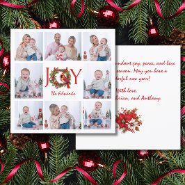 JOY | KOLLAGE ÅTTA PHOTOS CHRISTMAS-KORT TACK KORT