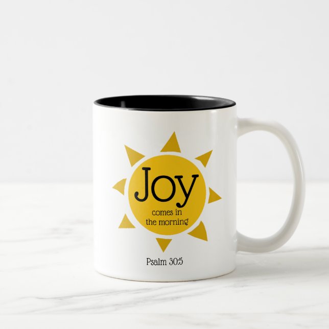 JOY KOMMER I MORNING Christian Quote-ANPASSNINGSBA Två-Tonad Mugg (Höger)