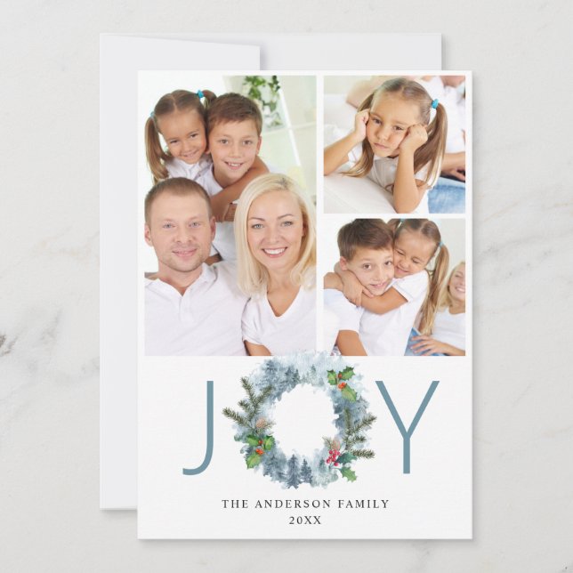 JOY Landskaps Krans Jul Skog Hälsning Julkort (Framsida)