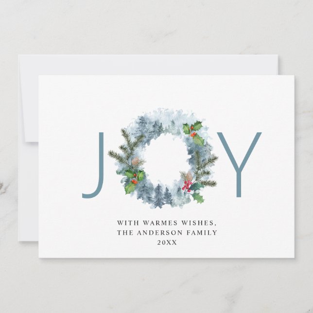 JOY Landskaps Krans Jul Skog Välkomsthälsning Julkort (Framsida)