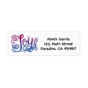 Joy lettering bi pride rosa blue lila returadress etikett