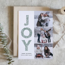 JOY Lettering Grönt jul Photo Collage Julkort