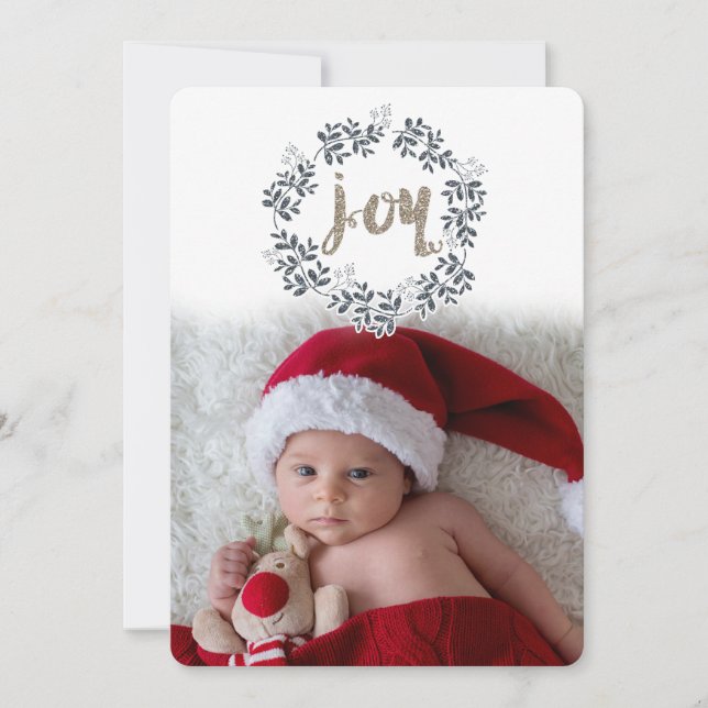 JOY Löv WANSET, Rustit Festive Helgdag Photo Card Julkort (Framsida)